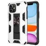 Wholesale iPhone 11 6.1 Military Grade Armor Protection Stand Magnetic Feature Case (White)